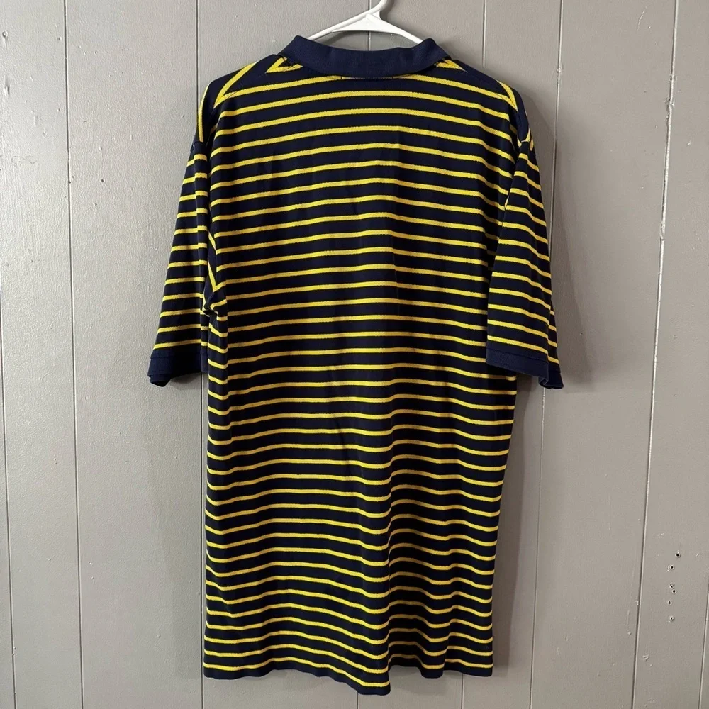 Vintage Polo Golf Ralph Lauren Polo Shirt Mens XL Blue Yellow Striped Crest 90s